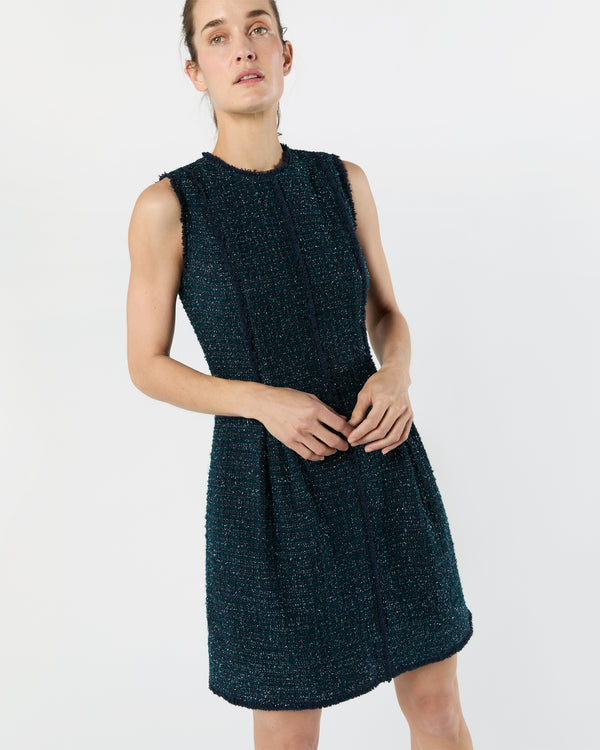 Sid Mashburn Blythe Dress In Navy/Mallard Sparkle Tweed