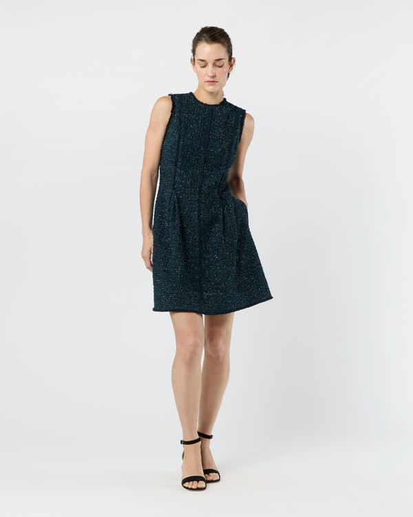sid mashburn Blythe Dress in Navy/Mallard Sparkle Tweed