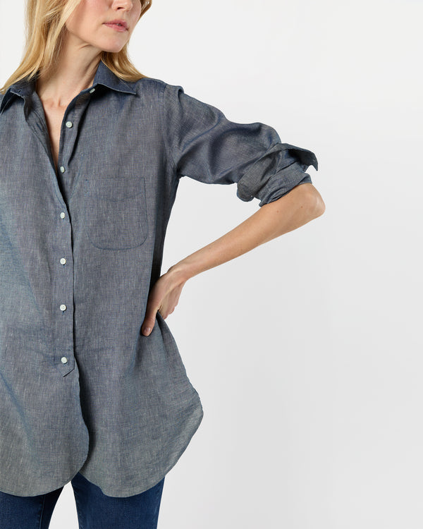 Sid Mashburn Boyfriend Shirt In Indigo Cotolino Chambray