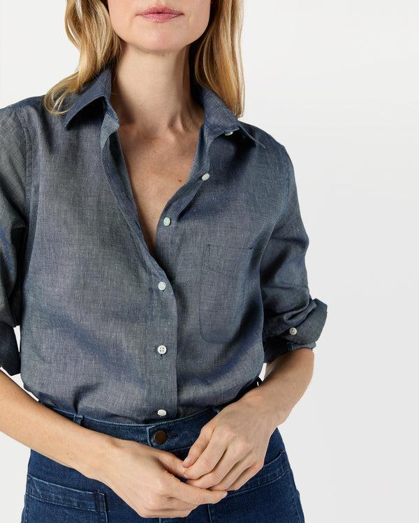 Sid Mashburn Boyfriend Shirt In Indigo Cotolino Chambray
