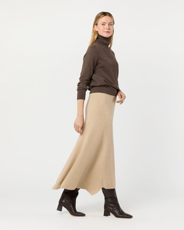 Sid Mashburn Bryce Asymmetrical Ribbed Skirt In Oatmeal Cashmere