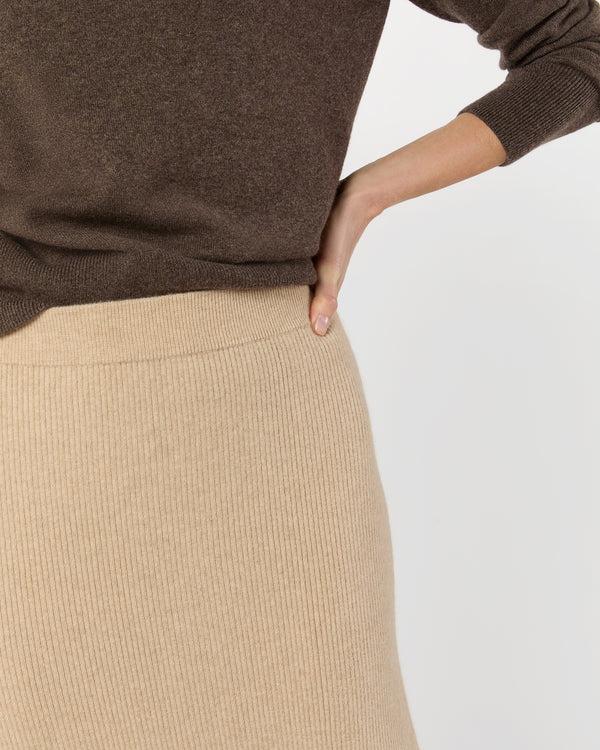 Sid Mashburn Bryce Asymmetrical Ribbed Skirt In Oatmeal Cashmere