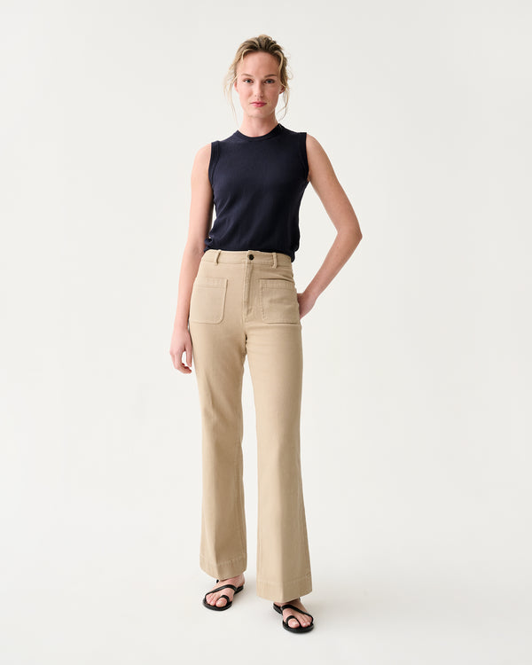 sid mashburn Camille Patch-Pocket Jean in Khaki Stretch Canvas