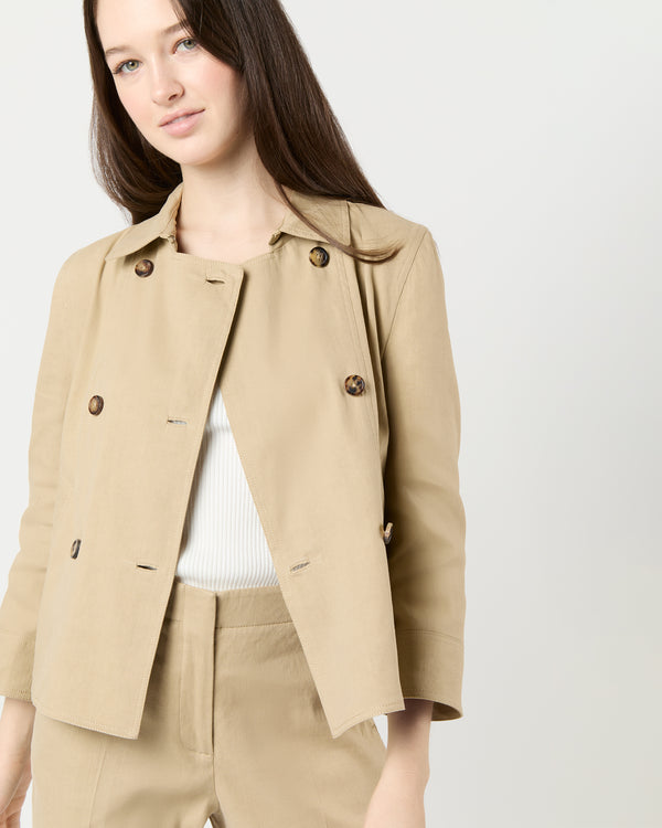 Sid Mashburn Casey Peacoat In Khaki Stretch Cotolino