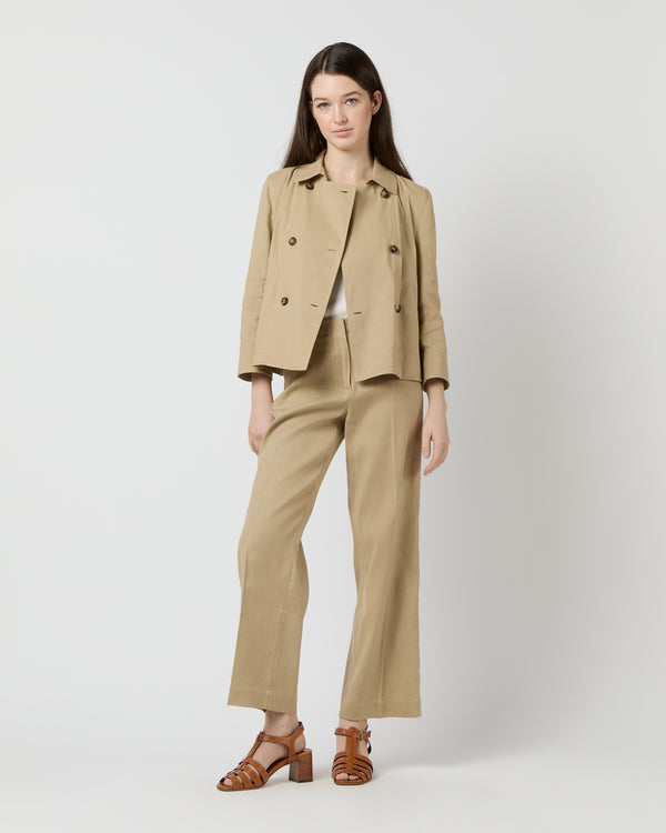 Sid Mashburn Casey Peacoat In Khaki Stretch Cotolino