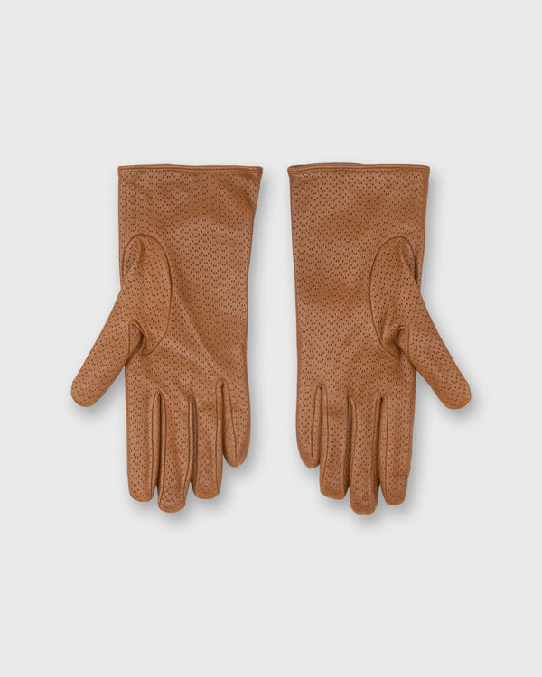 Sid Mashburn Cashmere-Lined Perforated Gloves In Camel Leather