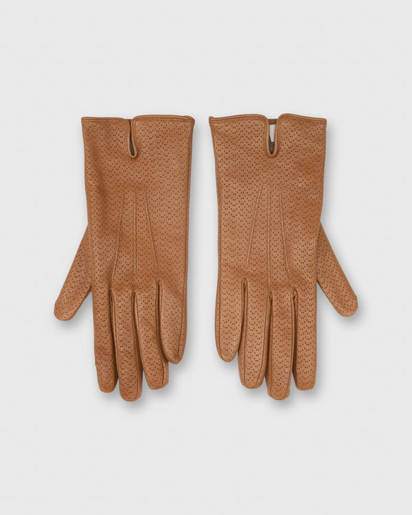 sid mashburn Cashmere-Lined Perforated Gloves in Camel Leather
