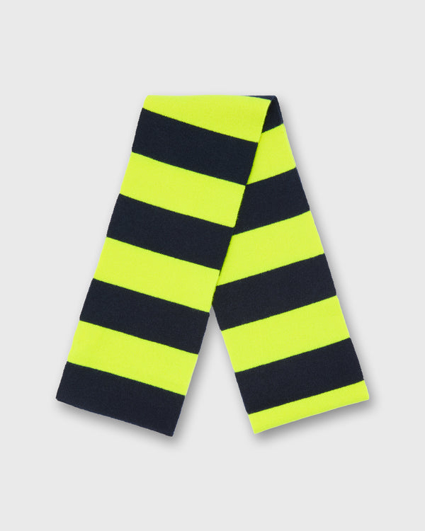 Sid Mashburn Cashmere Scarf In Neon Yellow/Navy Stripe
