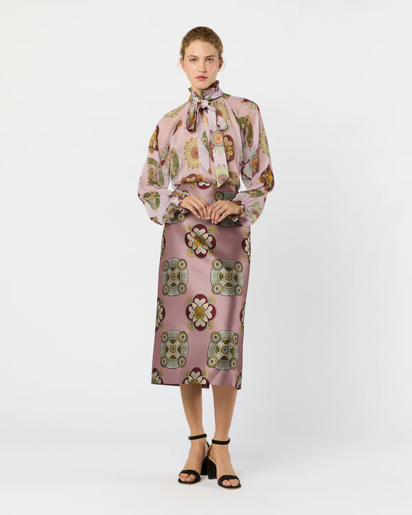 Sid Mashburn Cerere Blouse In Dusty Pink Nucleus Silk Creponne