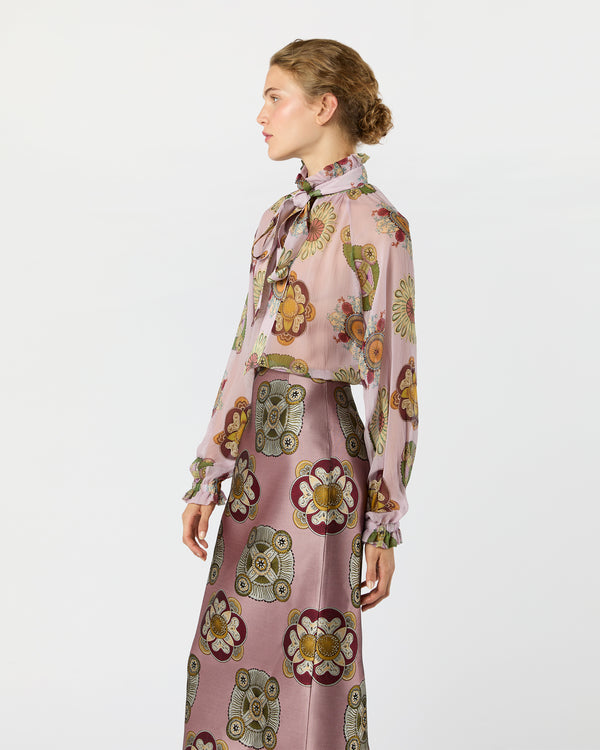 Sid Mashburn Cerere Blouse In Dusty Pink Nucleus Silk Creponne