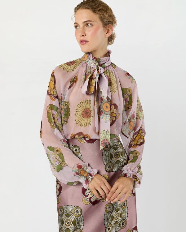 sid mashburn Cerere Blouse in Dusty Pink Nucleus Silk Creponne