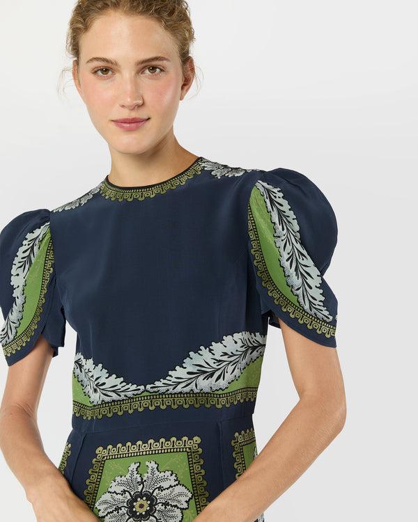 Sid Mashburn Cherie Scarf Dress In Navy Bounty Crepe De Chine