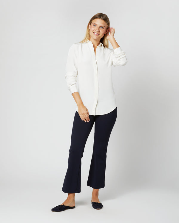 Sid Mashburn Classic Blouse In Ivory Silk Crepe De Chine