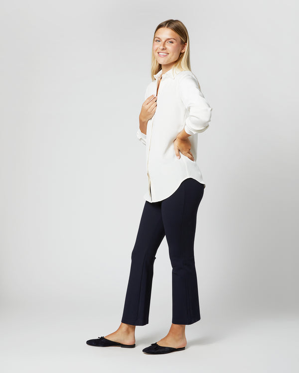 Sid Mashburn Classic Blouse In Ivory Silk Crepe De Chine