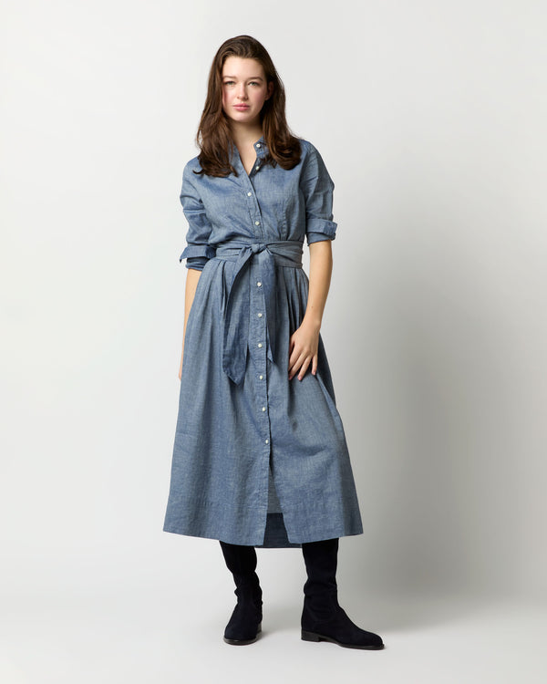 sid mashburn Classic Shirtwaist Dress in Indigo Cotolino Chambray
