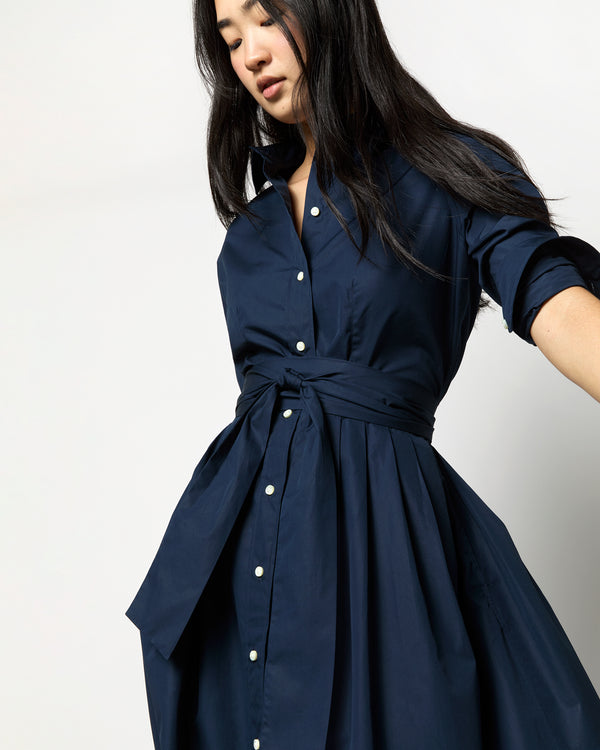 Sid Mashburn Classic Shirtwaist Dress In Navy Poplin