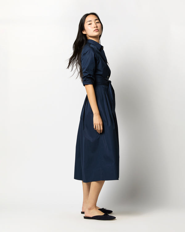 Sid Mashburn Classic Shirtwaist Dress In Navy Poplin