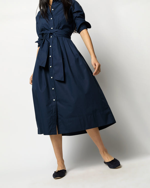 Sid Mashburn Classic Shirtwaist Dress In Navy Poplin