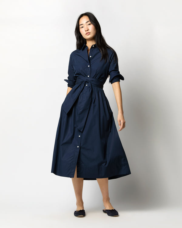 sid mashburn Classic Shirtwaist Dress in Navy Poplin