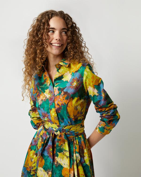 Sid Mashburn Classic Shirtwaist Maxi Dress In Multi Artists Bouquet Liberty Fabric