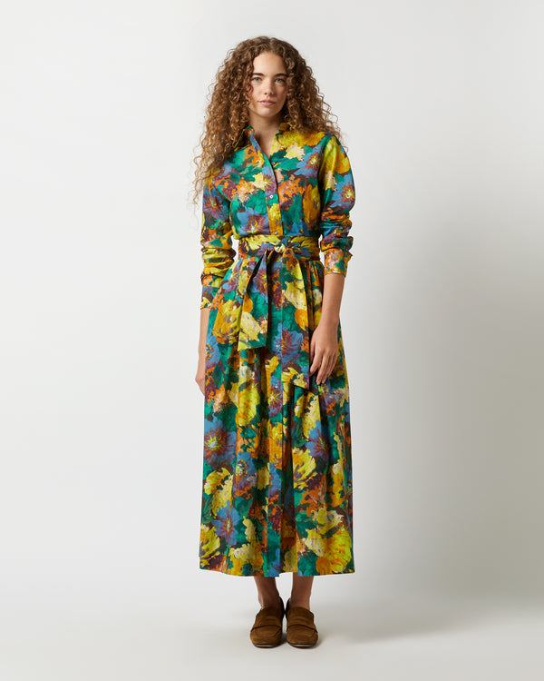 Sid Mashburn Classic Shirtwaist Maxi Dress In Multi Artists Bouquet Liberty Fabric