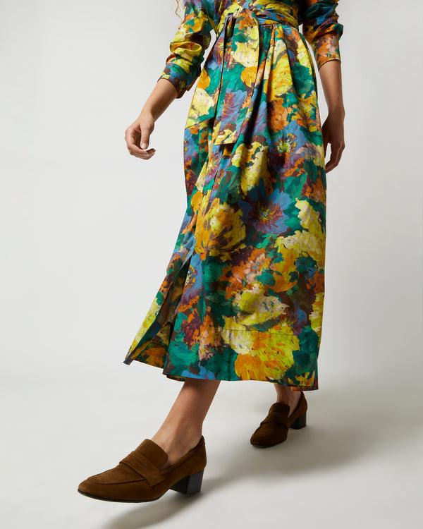 Sid Mashburn Classic Shirtwaist Maxi Dress In Multi Artists Bouquet Liberty Fabric