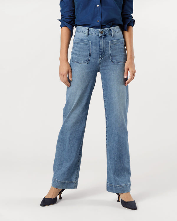Sid Mashburn Coco Patch Pocket Jean In 7-Year Indigo Stretch Denim