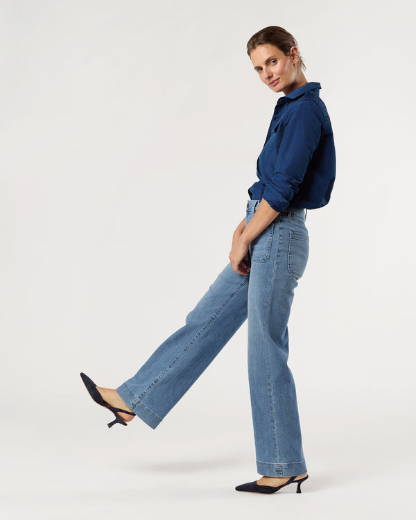 Sid Mashburn Coco Patch Pocket Jean In 7-Year Indigo Stretch Denim