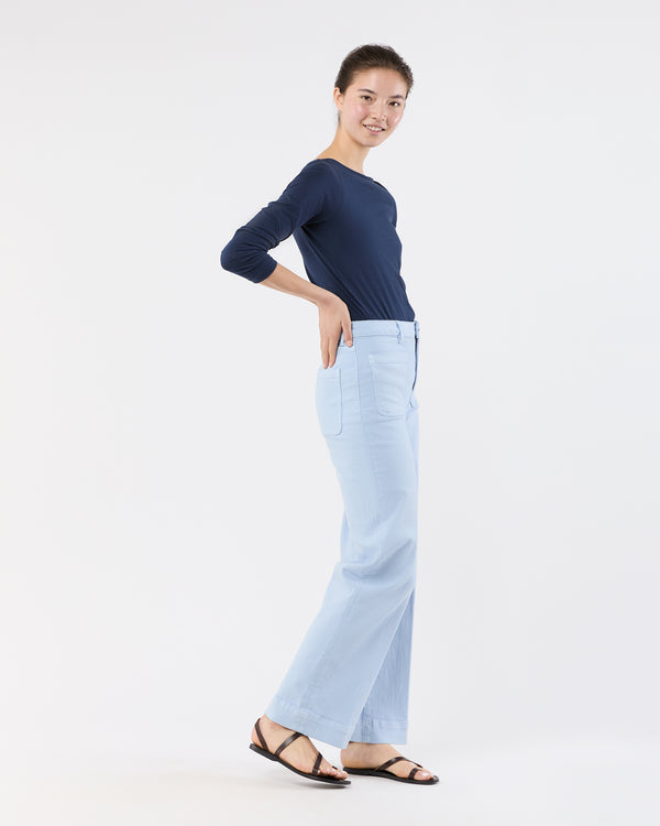 Sid Mashburn Coco Patch Pocket Jean In Pale Blue Stretch Twill