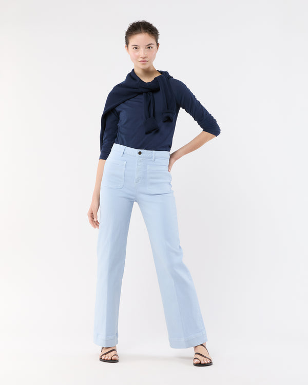 sid mashburn Coco Patch Pocket Jean in Pale Blue Stretch Twill