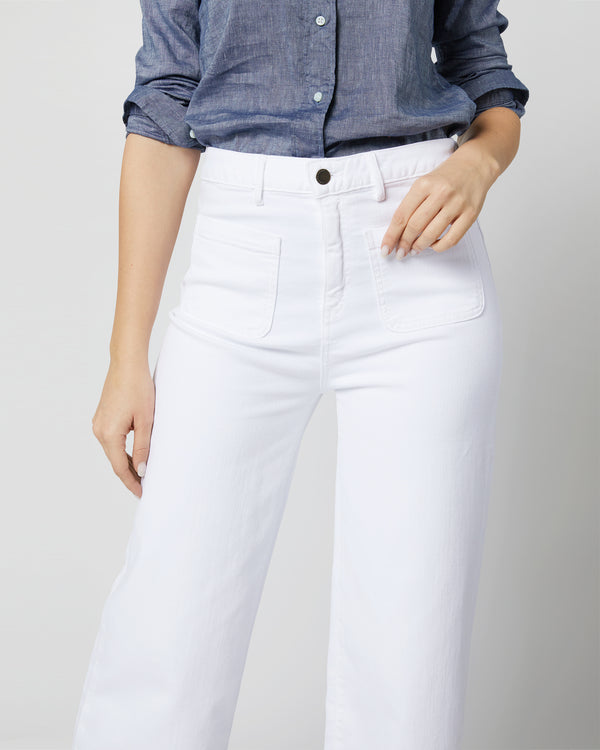 Sid Mashburn Coco Patch Pocket Jean In White Stretch Denim
