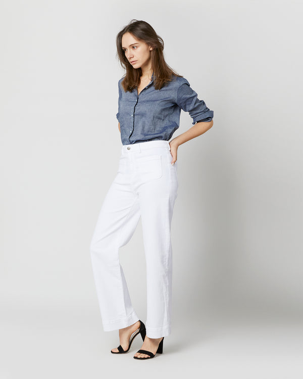 Sid Mashburn Coco Patch Pocket Jean In White Stretch Denim