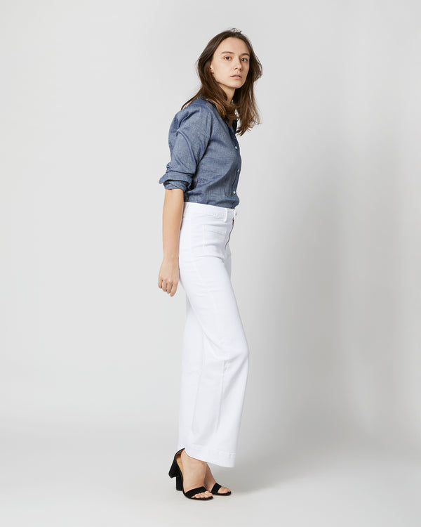 Sid Mashburn Coco Patch Pocket Jean In White Stretch Denim