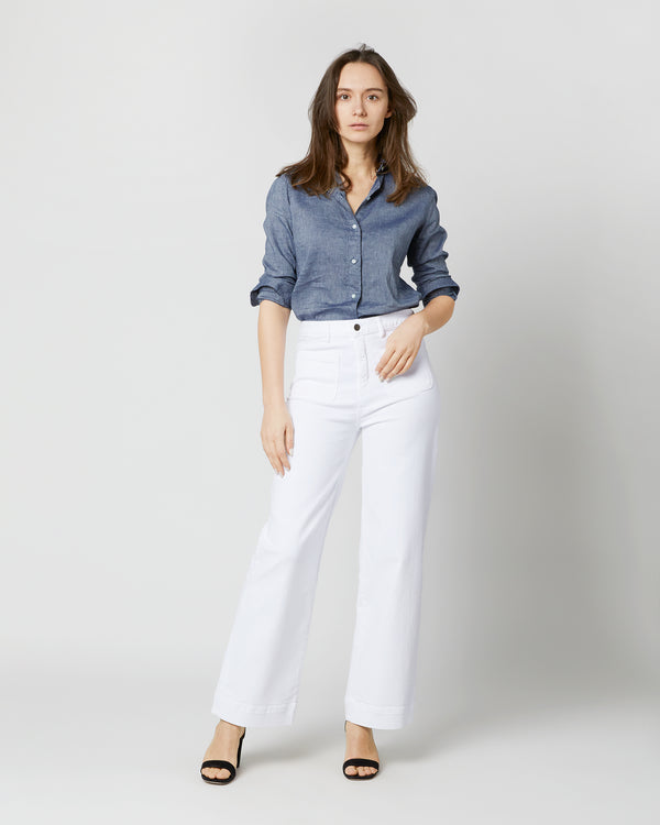 sid mashburn Coco Patch Pocket Jean in White Stretch Denim
