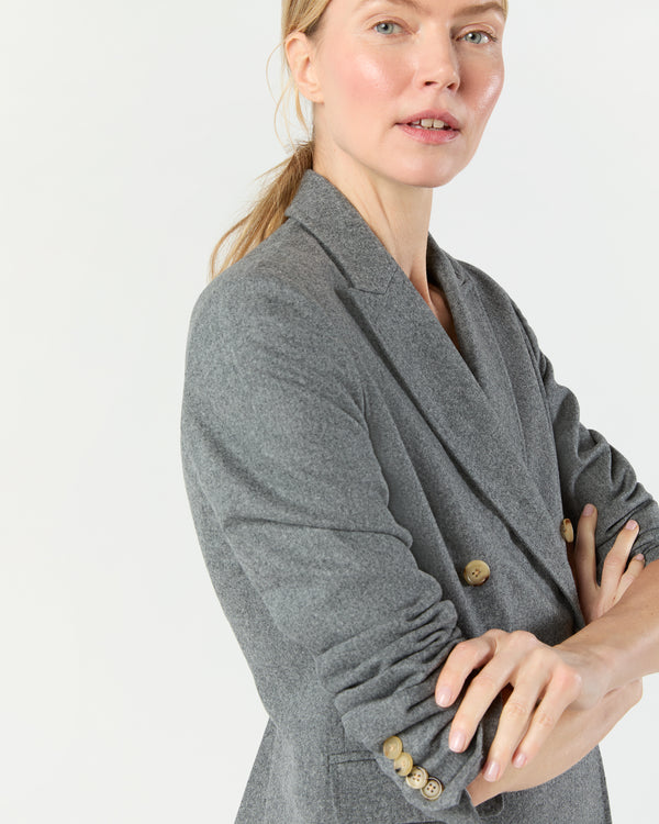 Sid Mashburn Concetta Jacket In Heather Grey Stretch Flannel