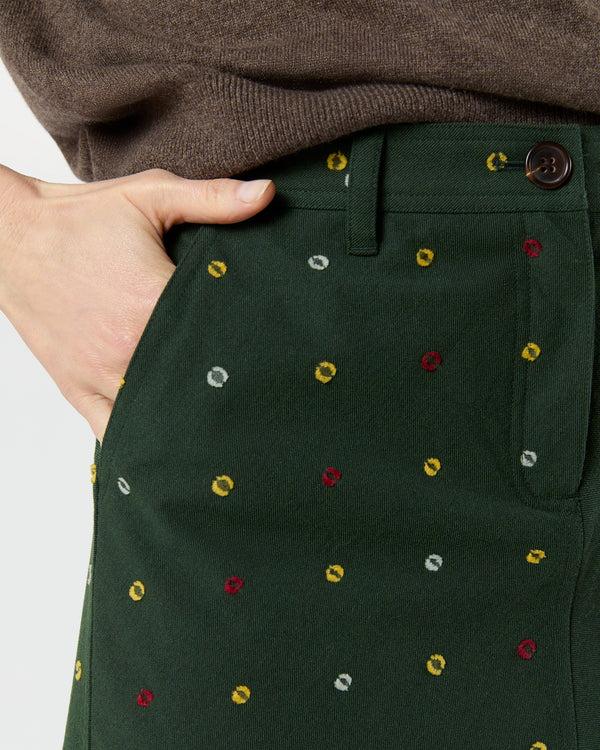 Sid Mashburn Connelly Skirt In Olive/Multi Fil Coupé Melton