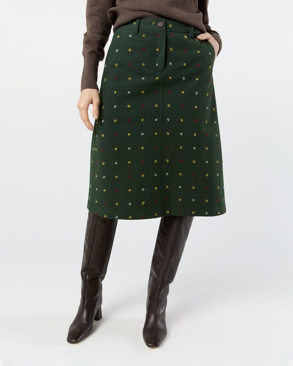 Sid Mashburn Connelly Skirt In Olive/Multi Fil Coupé Melton
