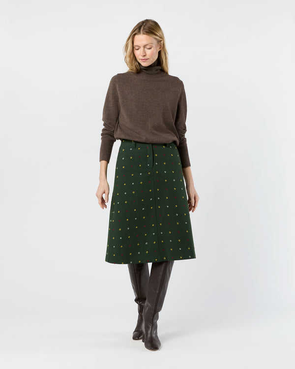 Sid Mashburn Connelly Skirt In Olive/Multi Fil Coupé Melton
