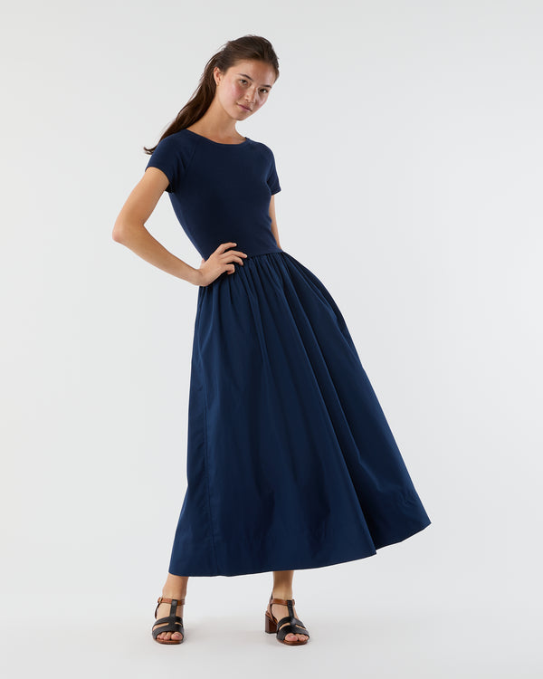 Sid Mashburn Cosette Dress In Bright Navy Cotton/Silk