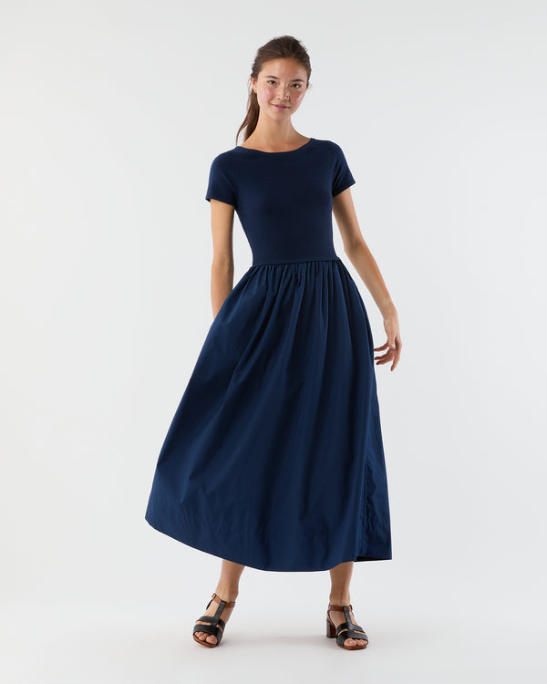 sid mashburn Cosette Dress in Bright Navy Cotton/Silk