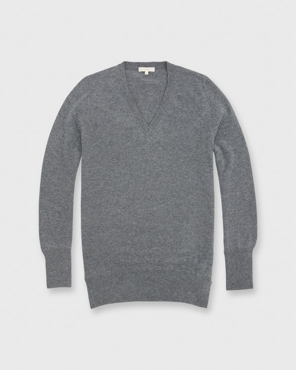 sid mashburn Cydney Boyfriend V-Neck Sweater in Heather Grey Cashmere