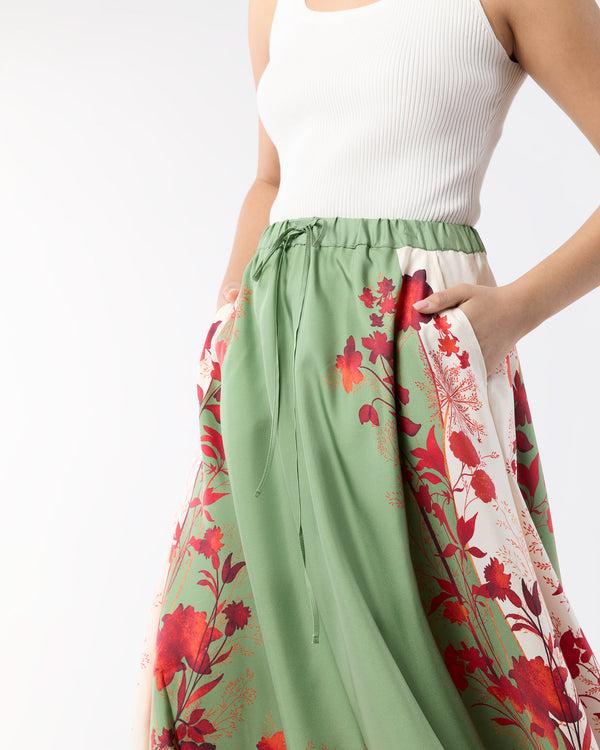 Sid Mashburn Drawstring Skirt In Woodland Placée Camouflage Silk Twill
