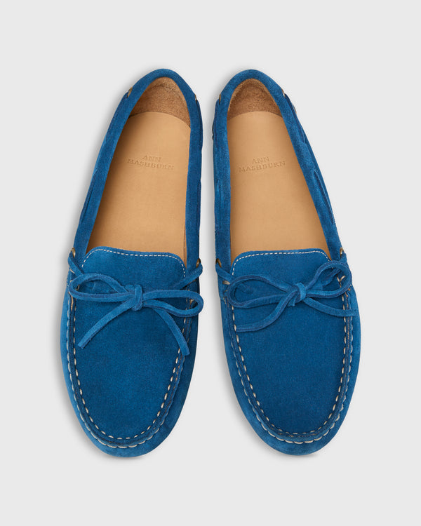 Sid Mashburn Driving Moccasin In Atlantis Blue Suede