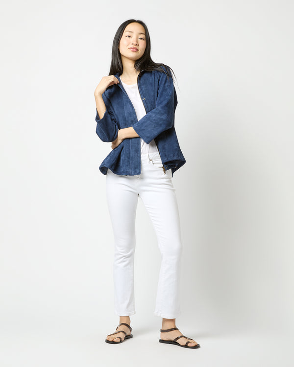 Sid Mashburn Edith Jacket In Bright Navy Lambskin Suede