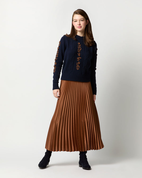 Sid Mashburn Ellen Sweater In Navy Blue/Timber Extra Fine Merino Wool