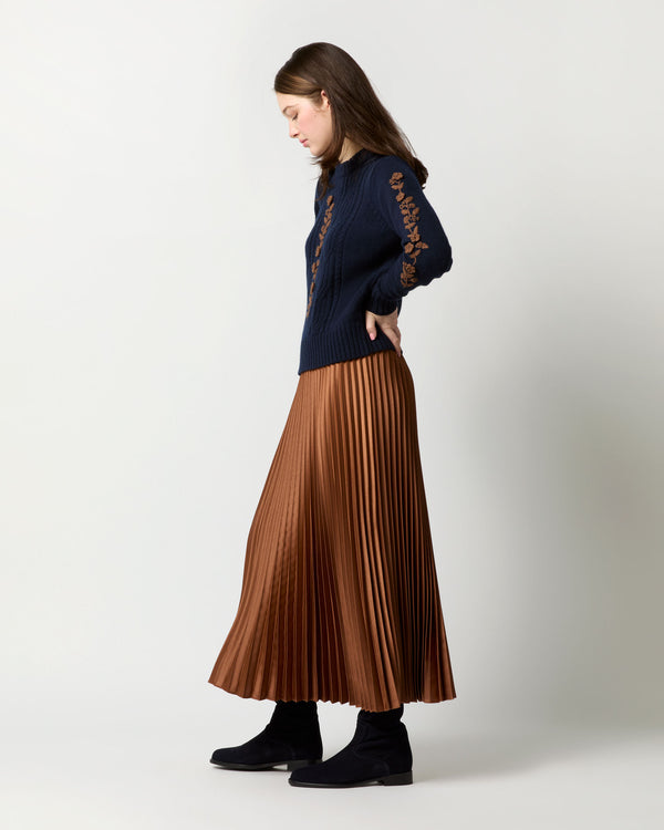 Sid Mashburn Ellen Sweater In Navy Blue/Timber Extra Fine Merino Wool