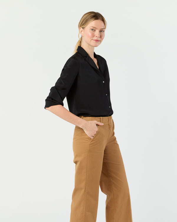 Sid Mashburn Ellis Blouse In Black Silk Crepe De Chine