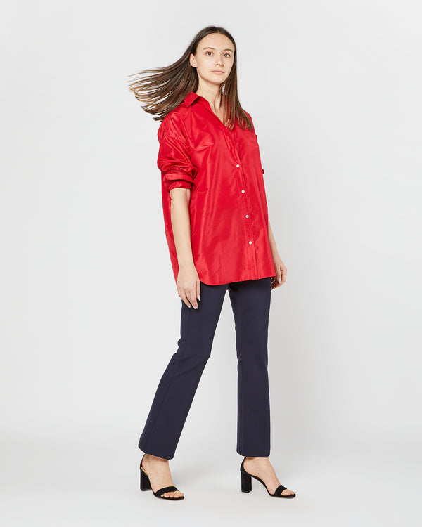 Sid Mashburn Elongated Elle Shirt In Red Silk Taffeta