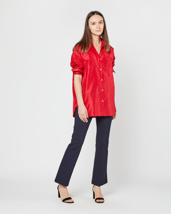 sid mashburn Elongated Elle Shirt in Red Silk Taffeta