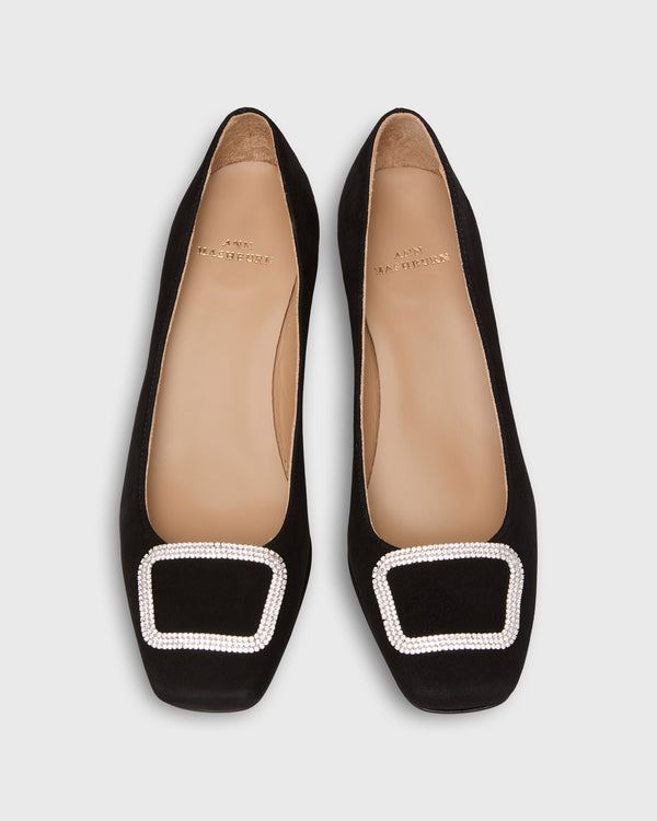 Sid Mashburn Embellished Buckle Heel In Black Suede